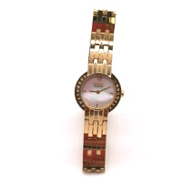 Citizen Ladies Gold Tone Eco-Drive Watch Mother of Pearl Crystal Bezel