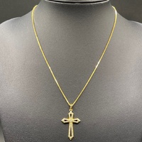 Ladies 18ct Yellow Gold Box Link Chain & Cross Pendant