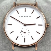 The Horse Classic Ladies Watch Rose Gold Grey Leather Strap Minimalist