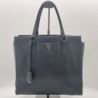 Prada Galleria Saffiano Leather Handbag Black Medium Tote Authentic