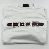 Gucci Mens Cotton Jersey T-Shirt White with Logo Print 784361 XJGKB