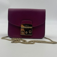 Furla Metropolis Mini Crossbody Bag G6400/B5 Purple Leather Gold Chain Strap