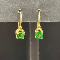 Ladies 18ct Yellow Gold Green Gemstone Dangle Earrings