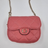 Guess Pink Quilted Mini Crossbody Bag with Chain Strap Flap Closure