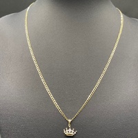 Ladies 10ct Yellow Gold Curb Link Necklace & Crown Pendant