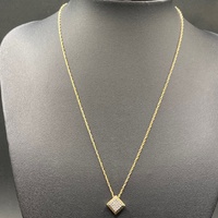 Ladies 14ct Yellow Gold Fancy Link Chain & Diamond Pendant