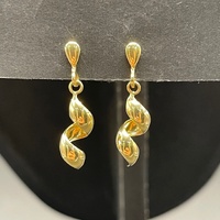 Ladies 18ct Yellow Gold Spiral Link Dangle Earrings