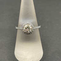 Ladies 18ct White Gold Diamond Halo Ring