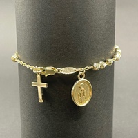 Ladies 9ct Yellow Gold Cable & Bead Link Bracelet