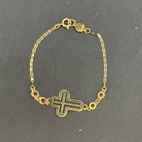 Child's 18ct Yellow Gold Anchor Link Religious Bracelet