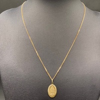 Unisex 9ct Yellow Gold Curb Link Chain & Religious Pendant