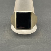 Men's 9ct Yellow Gold Black Onyx Gemstone Ring