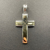 Mens 18ct Two Tone Gold Cross Pendant