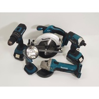 Makita 5 Piece Cordless Combo Kit DHP482 DTD152 DSS611 DGA452 DML185