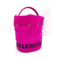Balenciaga 619458 Pink Nylon 2 Way Bucket Bag Drawstring with Dust Bag