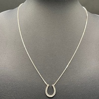 Ladies 18ct White Gold Rope Link Chain & Horseshoe Pendant