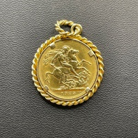 Unisex 22ct Yellow Gold Full Sovereign Pendant