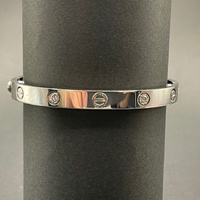 Ladies 18ct Solid White Gold Diamond Oval Bangle