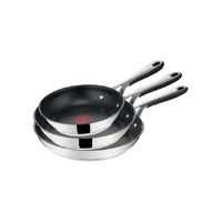 Tefal Jamie Oliver 3pc Stainless Steel Frypan Set 20 24 28cm Non Stick