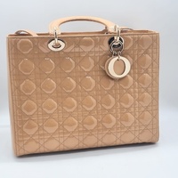 Christian Dior Lady Dior Large Nude Beige Patent Leather Cannage Handbag
