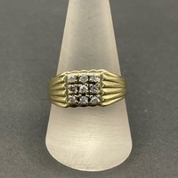 Mens 9ct Yellow Gold Cubic Zirconia Ring