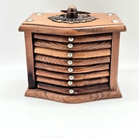 Vintage Wooden Coaster Set with Storage Box Rustic Drink Coasters