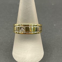 Mens 18ct Yellow Gold Signet Diamond Ring