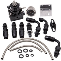 Adjustable High Pressure Fuel Regulator Kit with Gauge 100PSI Nylon Braided