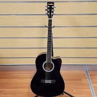 Krafter M39CBK Acoustic Guitar Black Steel String 39 Inch Full Size