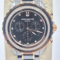Michael Hill 9633 Chronograph 0.50ct Diamond Black Ceramic Rose Gold Watch