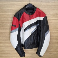 RJays Mens Leather Motorcycle Jacket Size 54 Red Black White Racing
