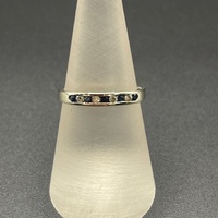 Ladies 9ct White Gold Natural Diamond and Sapphire Ring