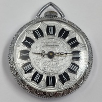 Ladies Lucerne Swiss Made Pocket Watch Silver Tone Vintage Ornate Design