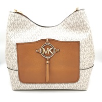Michael Kors Vanilla Zip Pocket Handbag Signature Canvas Leather Trim