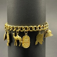 Ladies 22ct Yellow Gold Curb Link Charm Bracelet