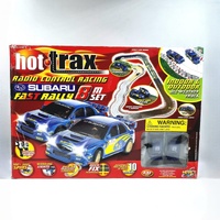 Hot Trax 1:32 RC Slot Car Racing Set Subaru Rally Cars 8m Track Lights
