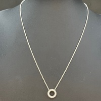 Ladies 925 Sterling Silver Belcher Link Chain & Round Pendant Necklace