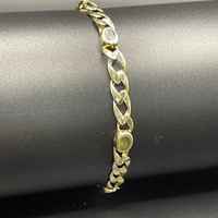Ladies 9ct Yellow Gold Curb Link Multi Stone Bracelet