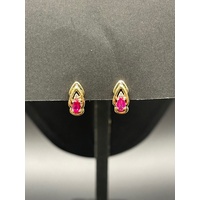 Ladies 9ct Yellow Gold Gemstone Stud Earrings