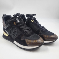 Louis Vuitton Run Away Sneakers Womens 36 Black Suede with Certificate