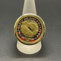 Mens 18ct Yellow Gold Ring 2000 Olympic Achievment $100 Coin Ring