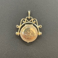 Ladies 9ct Yellow Gold Round Swivel Vintage Locket Pendant
