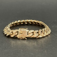Mens 9ct Yellow Gold Diamond Cut Curb Link Bracelet