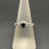 Ladies 18ct White Gold Natural Diamond and Sapphire Ring