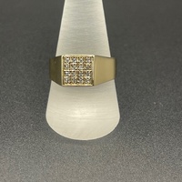 Mens 9ct Yellow Gold Natural Diamond Ring