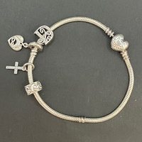 Ladies 925 Sterling Silver Pandora Snake Link Charm Bracelet
