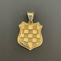 Unisex 9ct Yellow Gold Checkered Shield Pendant