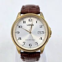 Lorus Mens Watch VJ42-X041 Brown Leather Band Classic Date 44mm 5 Bar