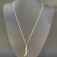 Unisex 18ct Yellow Gold Anchor Link Chain & Sword Pendant