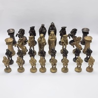 Vintage Metal Chess Set Brass Bronze Chessmen 32 Piece Mid Century